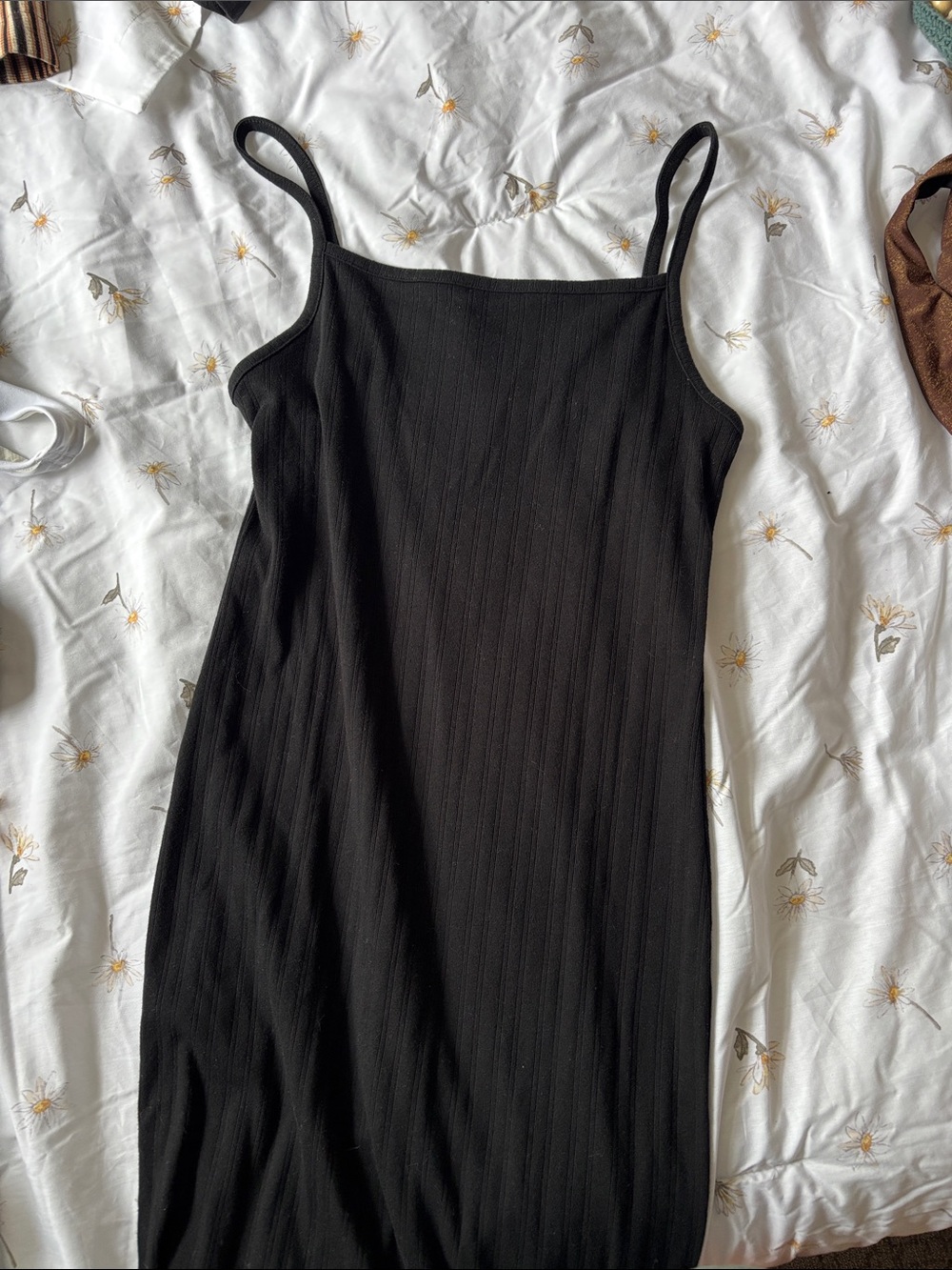 wild fable Black Ribbed Strapless Slip Dress